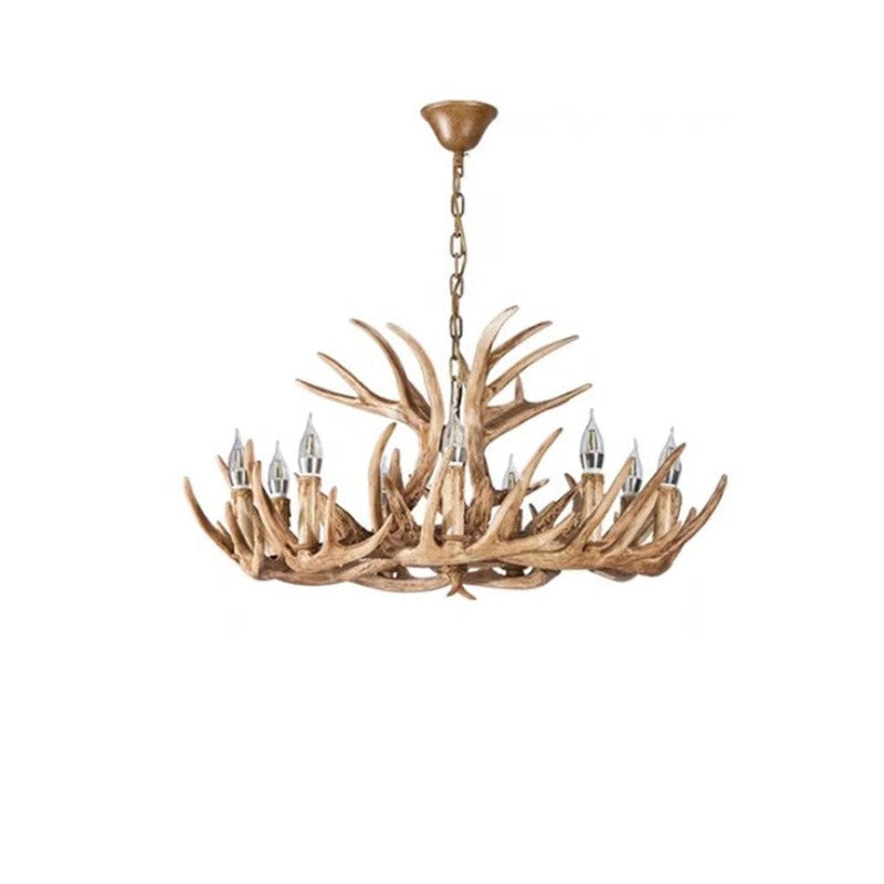 Kamudit Retro Deer Horn Resin Chandelier Living Room