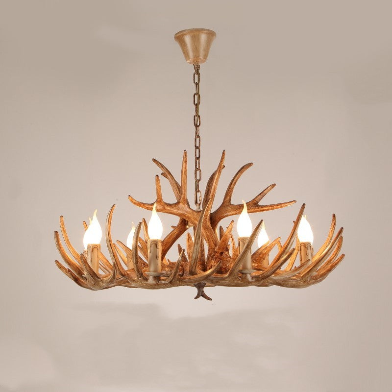 Kamudit Retro Deer Horn Resin Chandelier Living Room