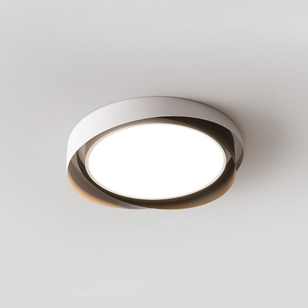 Raluken Modern Geometric Metal/ Flush Mount Ceiling Light, White/Gold