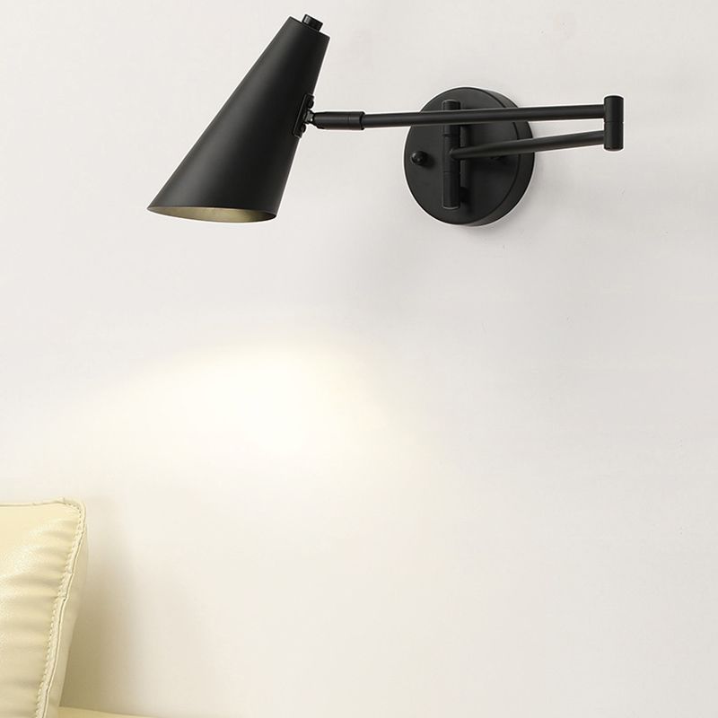 Girokik Wall Lamp Cone Modern, Metal Adjustable, Black/Gold, Bedroom