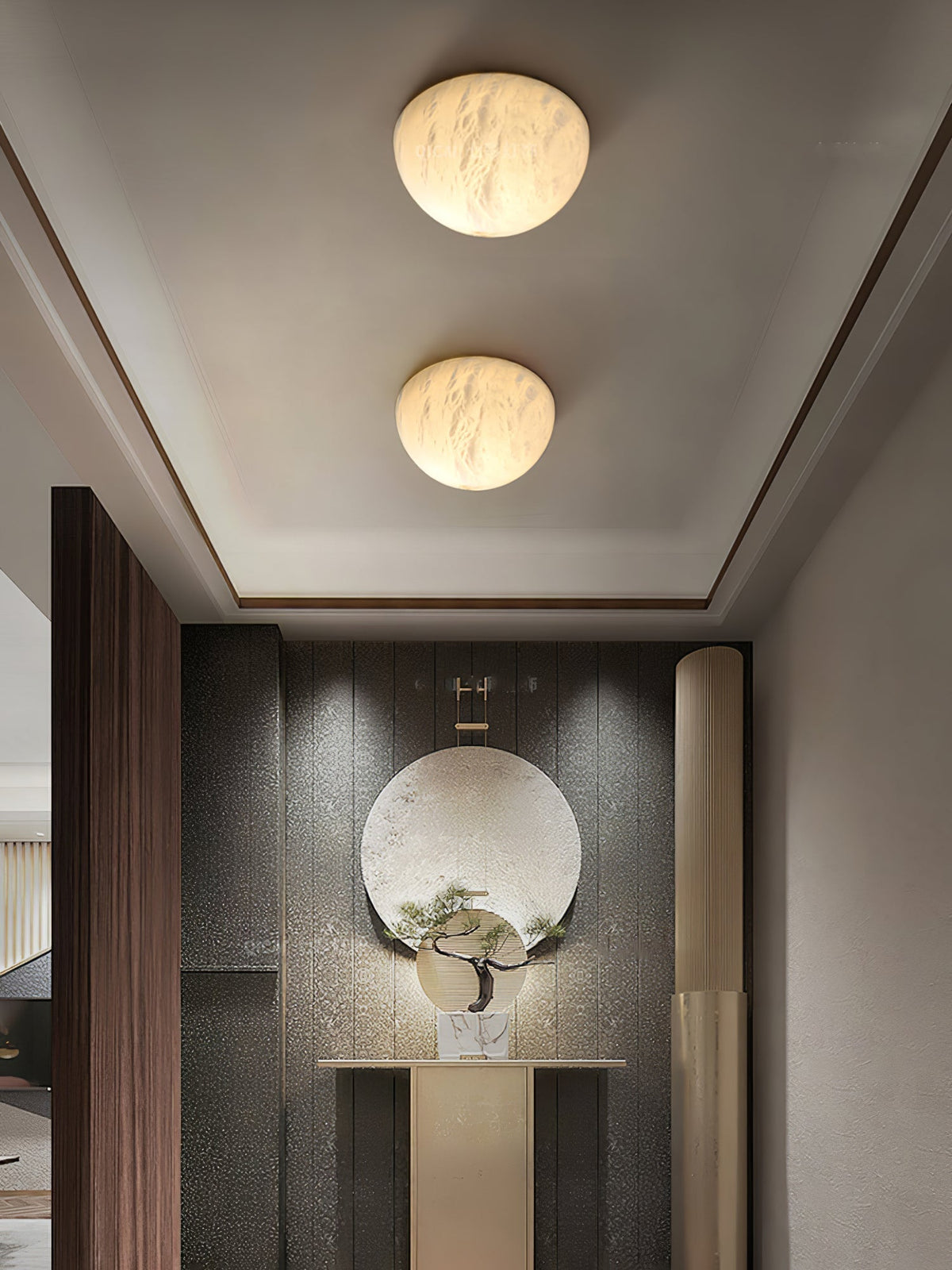 Elvar Semicircular Minimalist Alabaster Ceiling Light
