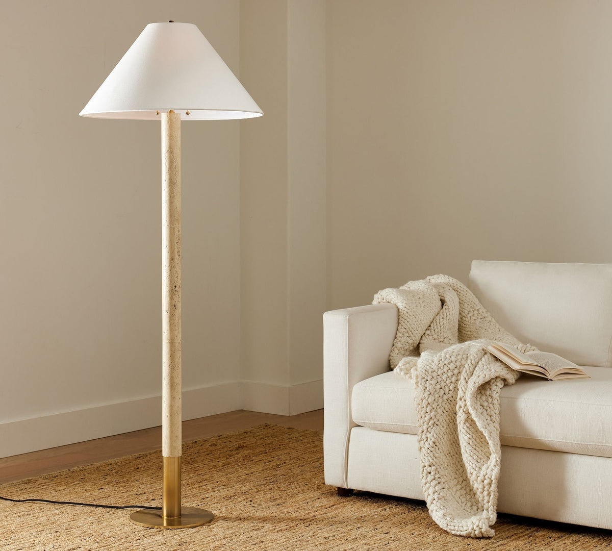 Vesperiel Travertine Floor Lamp