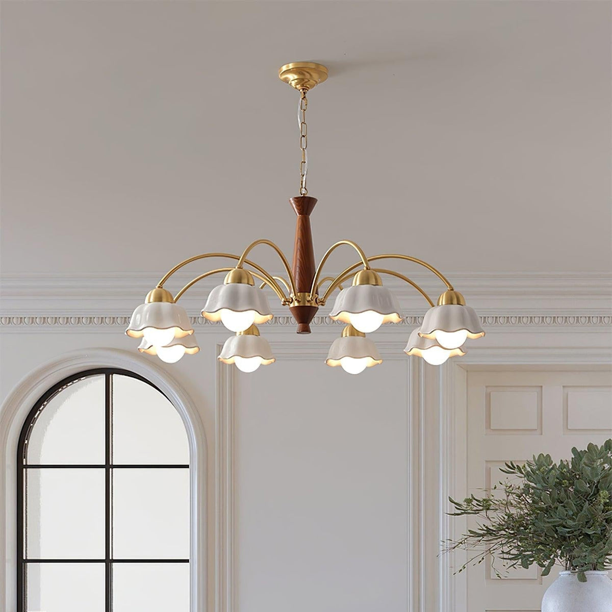 Pumikol Floral Chandeliers Wood Ceramic