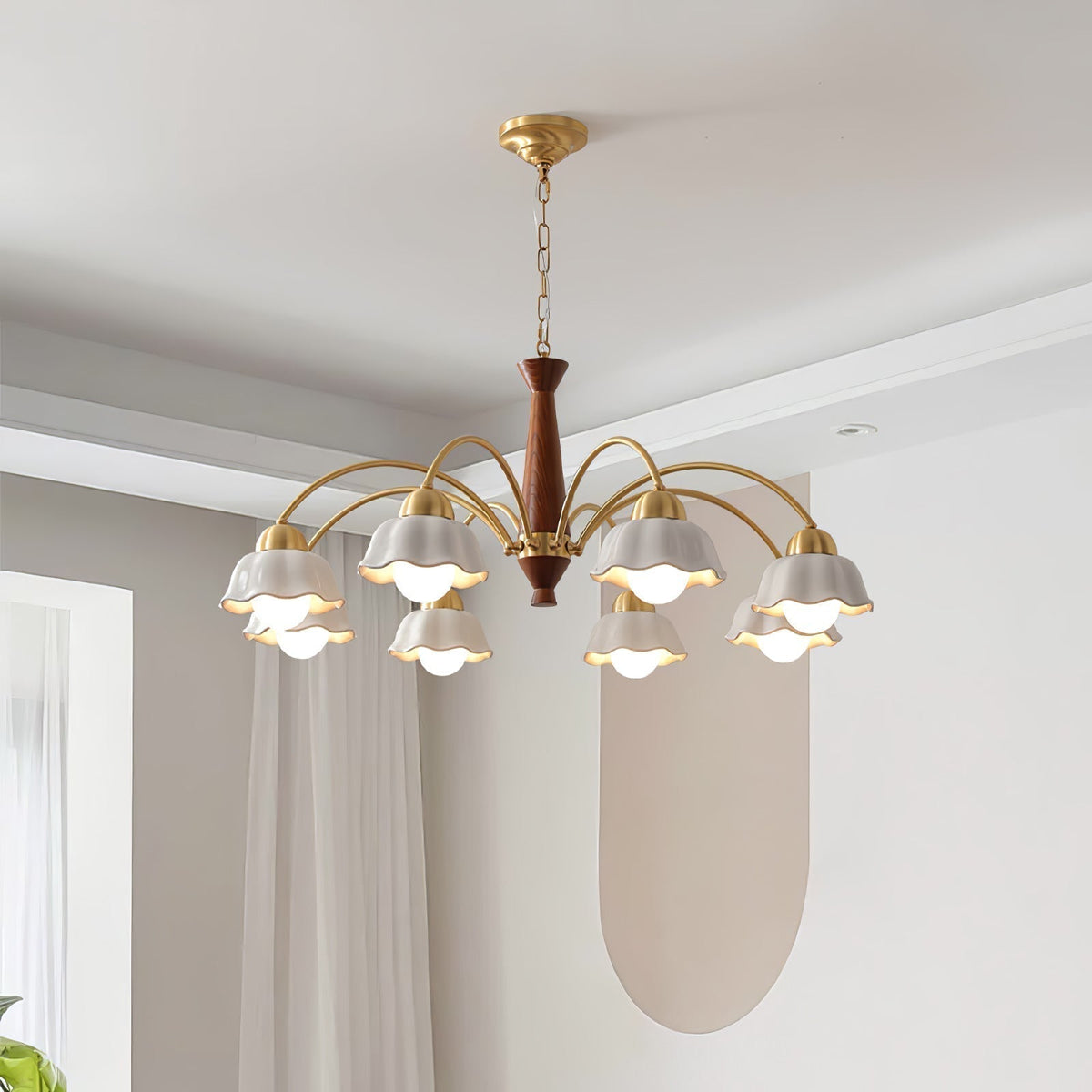 Pumikol Floral Chandeliers Wood Ceramic
