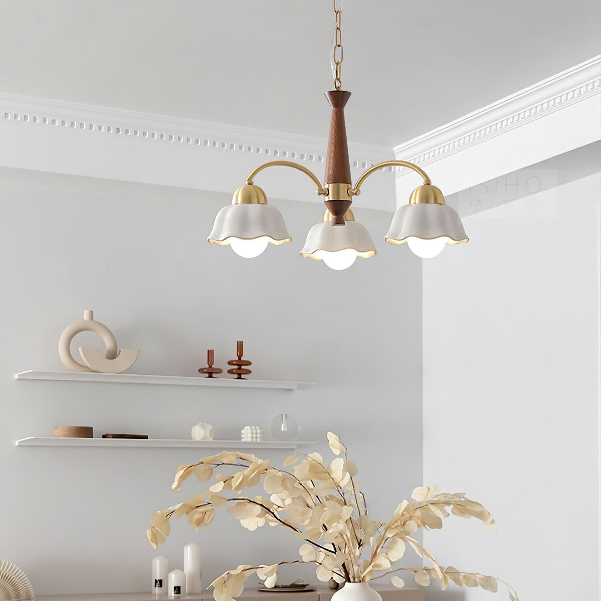 Pumikol Floral Chandeliers Wood Ceramic