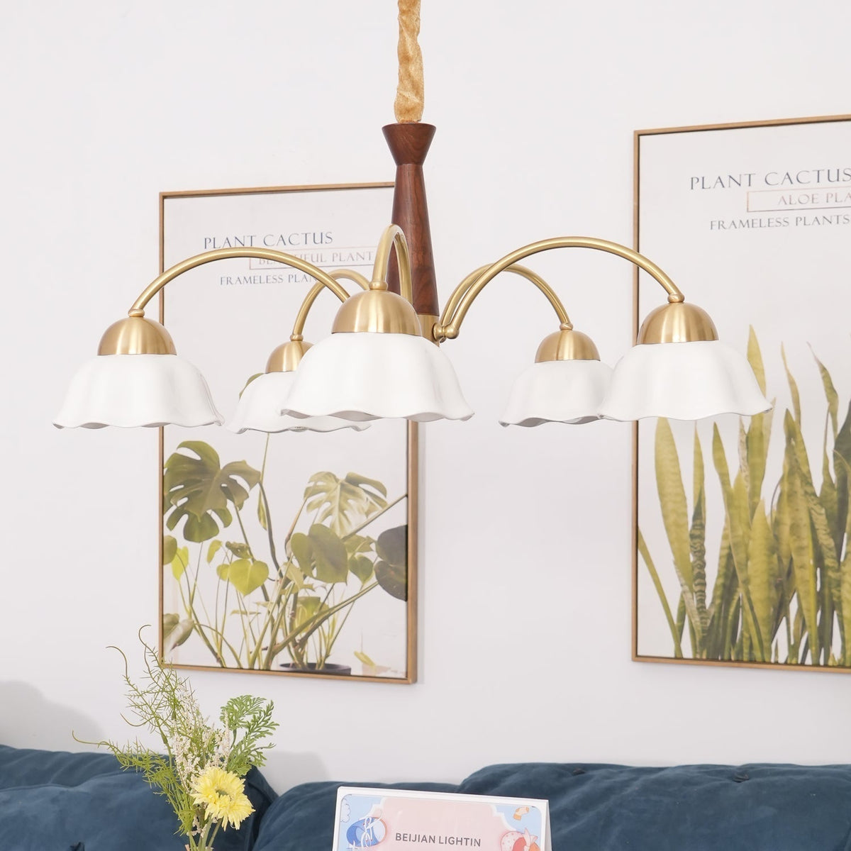 Pumikol Floral Chandeliers Wood Ceramic