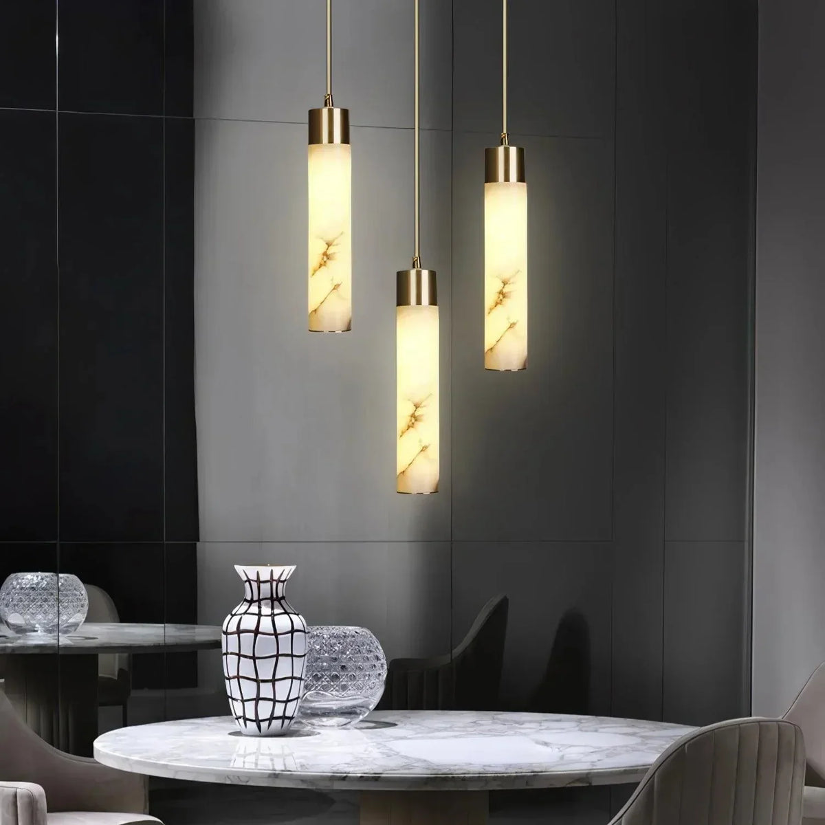 Jumavim White Alabaster Pendant Light