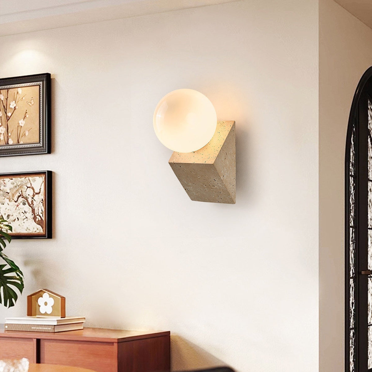 Valaeria Orb Travertine Wall Lamp