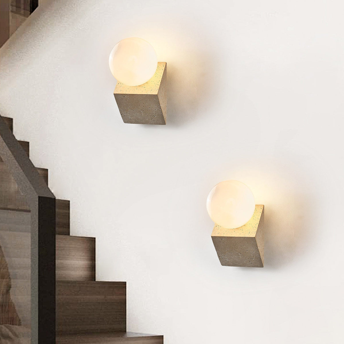 Valaeria Orb Travertine Wall Lamp