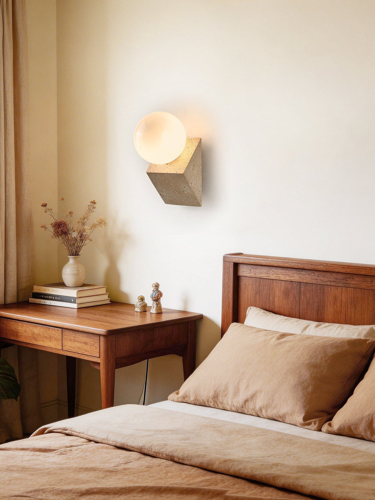 Valaeria Orb Travertine Wall Lamp
