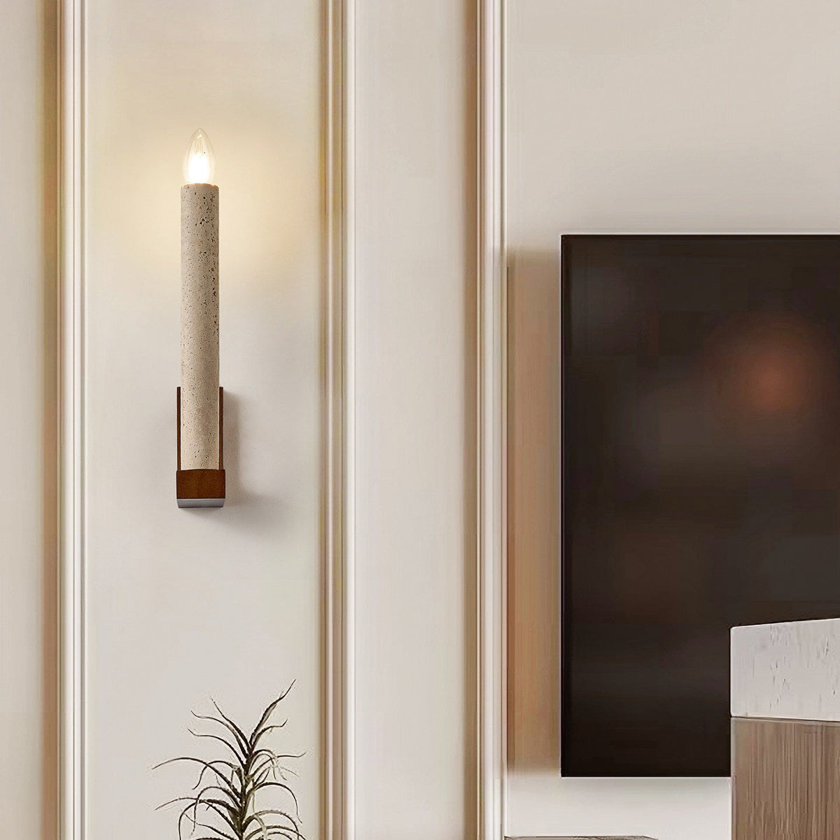 Marius Travertine Candle Wall Lamp