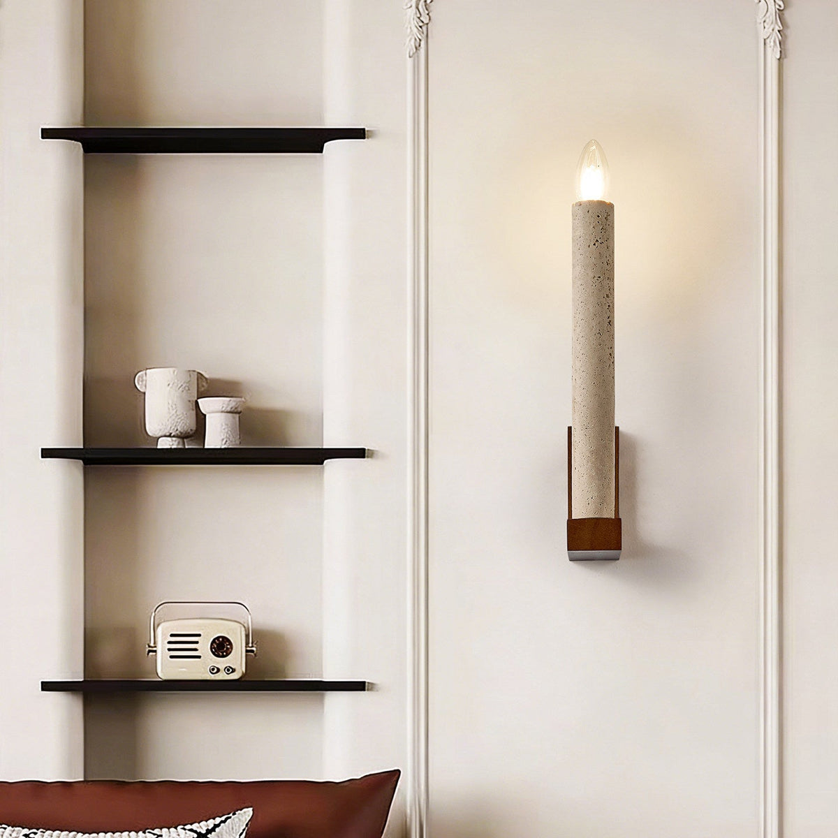 Marius Travertine Candle Wall Lamp