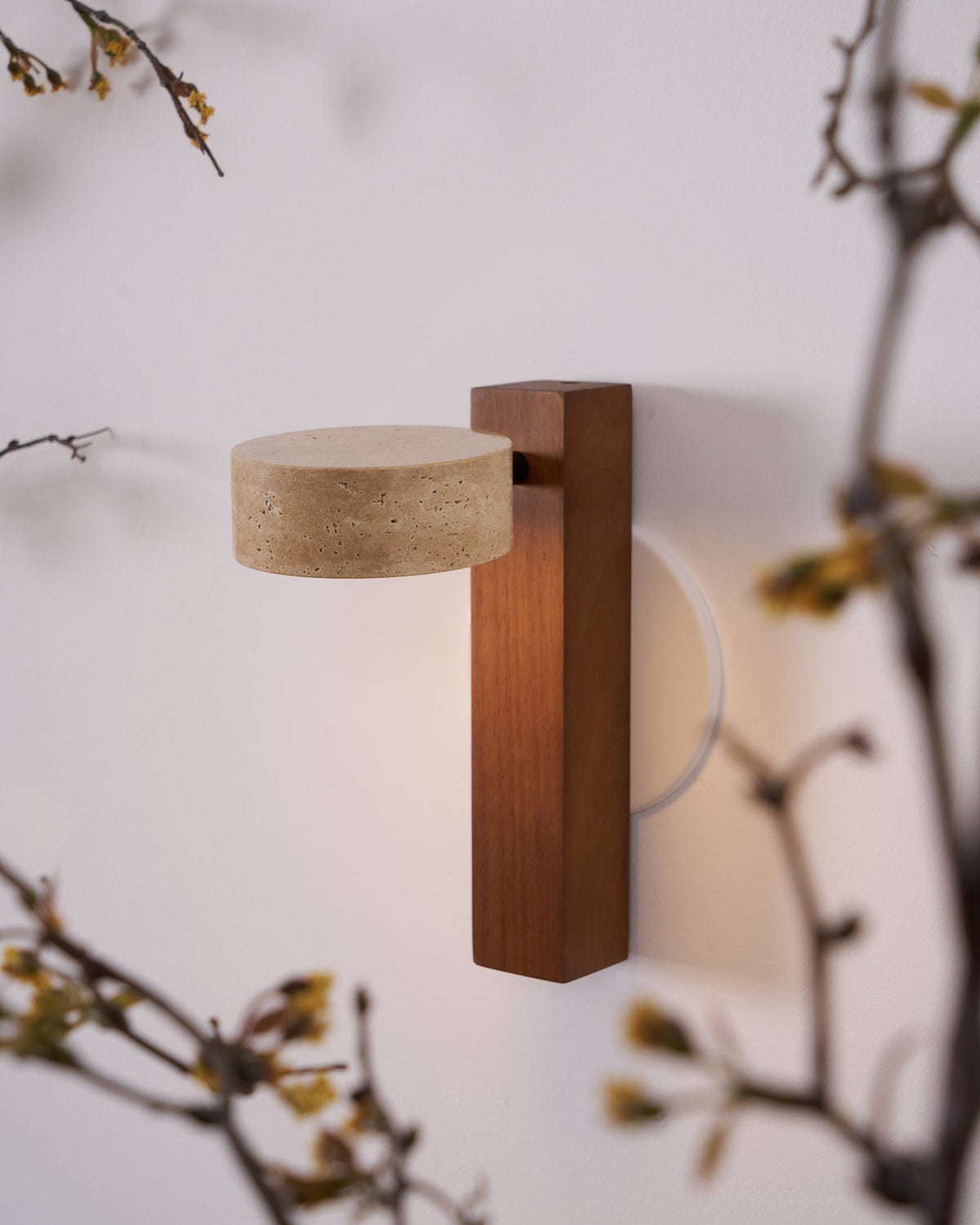 Tavalina Cylinder-Stack Travertine Wall Light