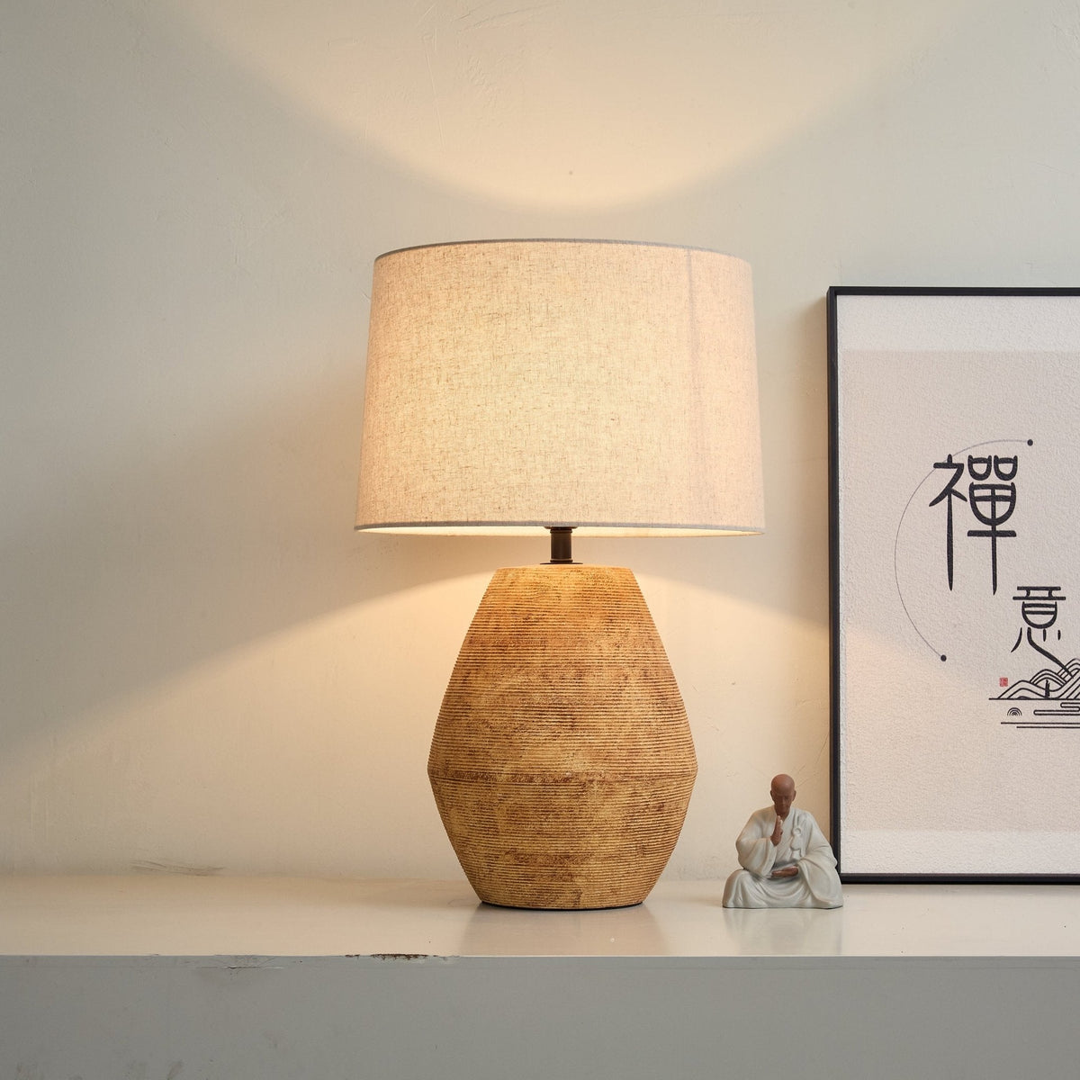 Textured Terracotta Toned Table Lamp