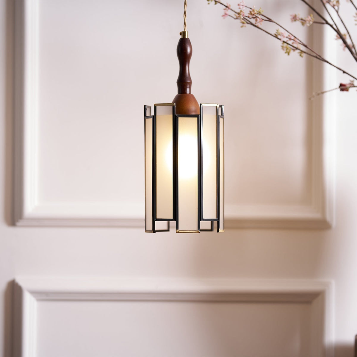 Creshen Wood & Glass Vintage Pendant Lamp