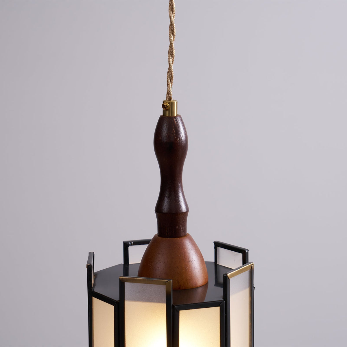 Creshen Wood & Glass Vintage Pendant Lamp