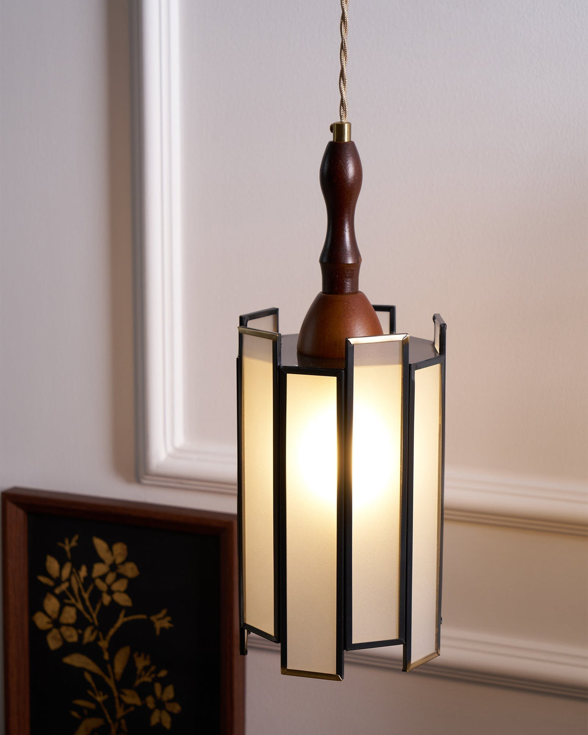Creshen Wood & Glass Vintage Pendant Lamp