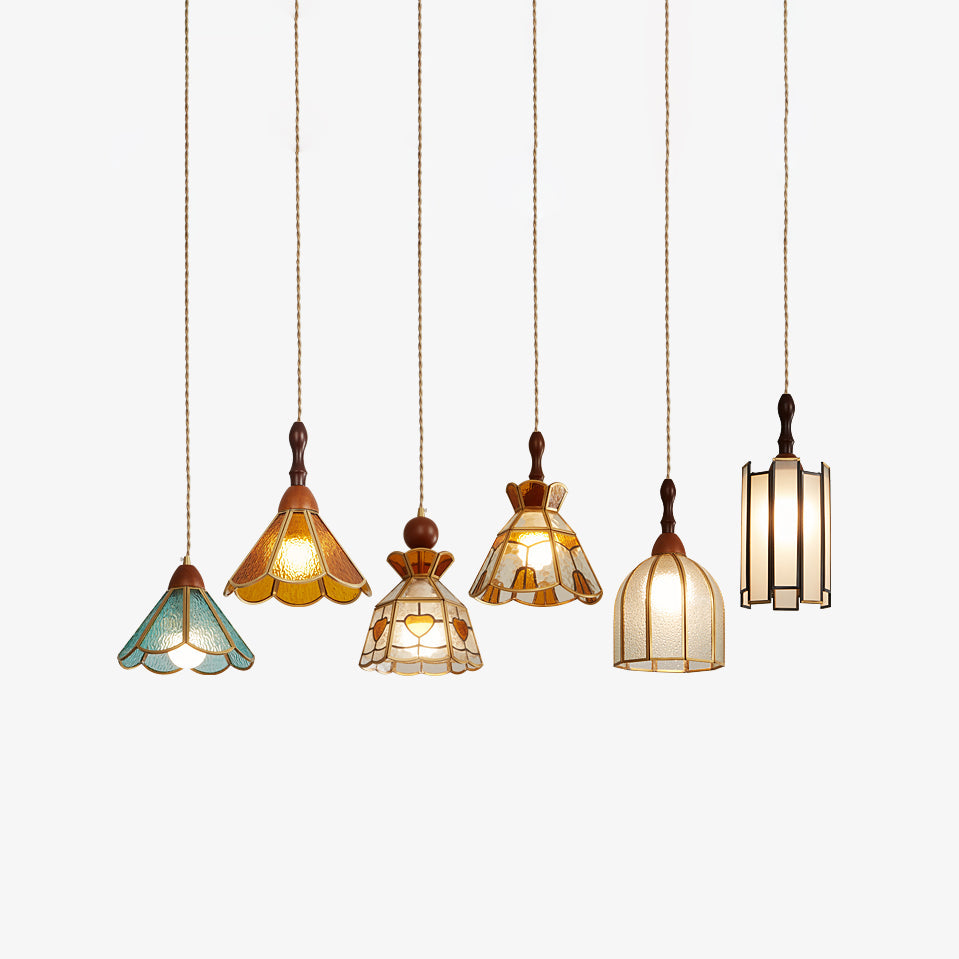 Creshen Wood & Glass Vintage Pendant Lamp