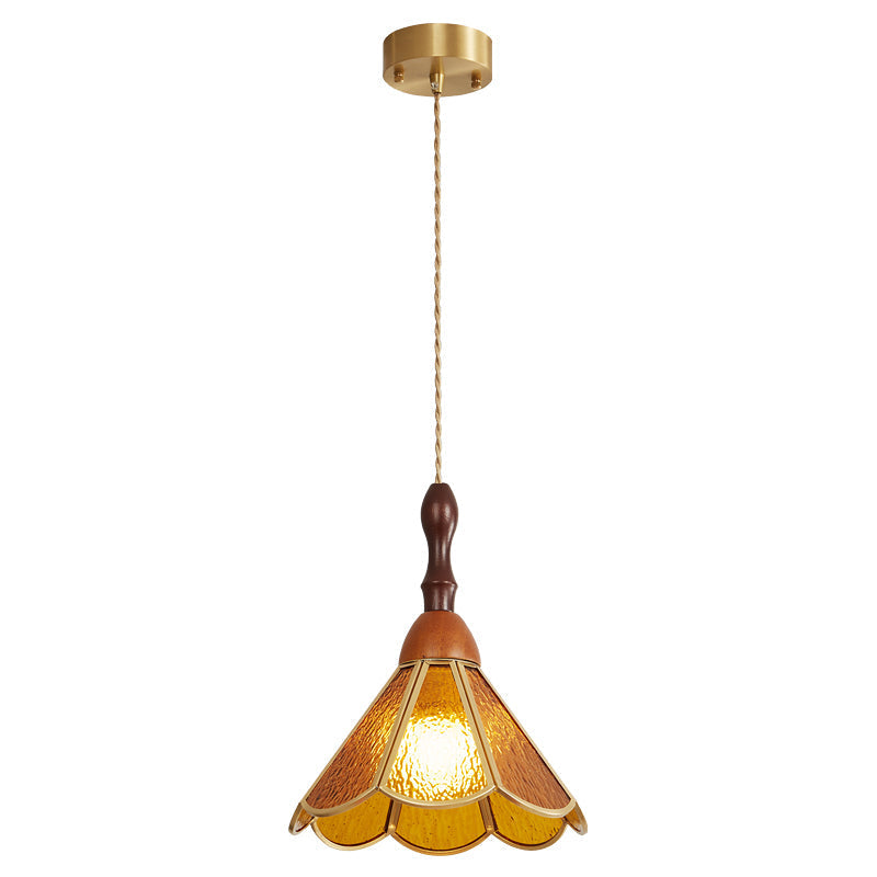 Creshen Wood & Glass Vintage Pendant Lamp