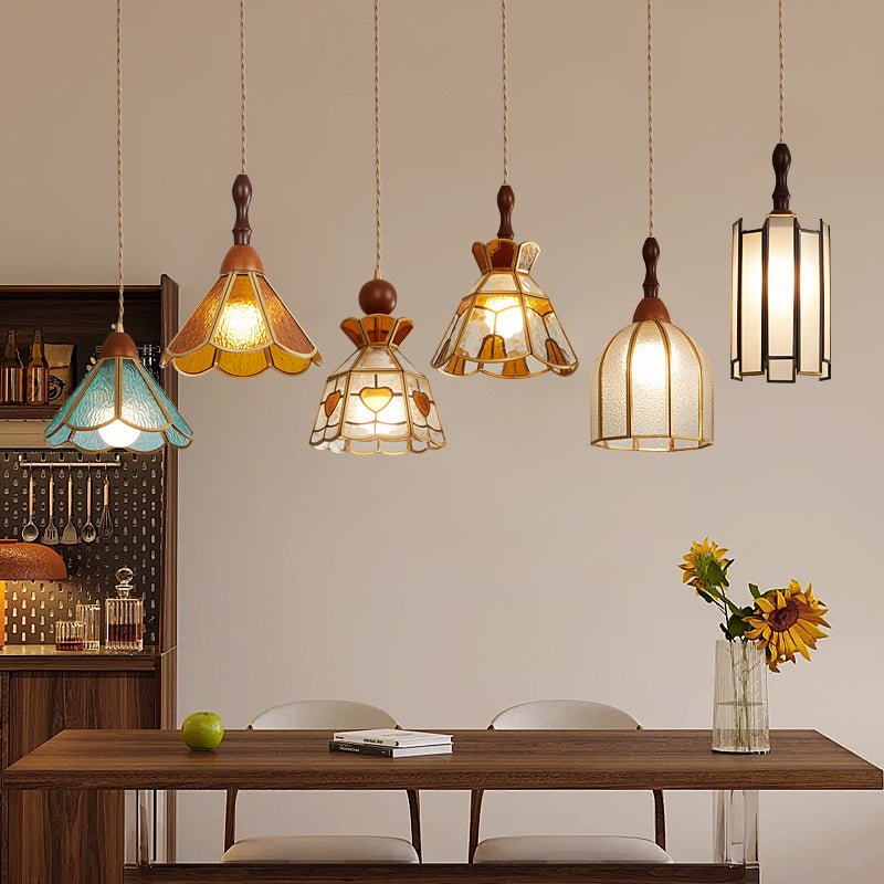 Creshen Wood & Glass Vintage Pendant Lamp