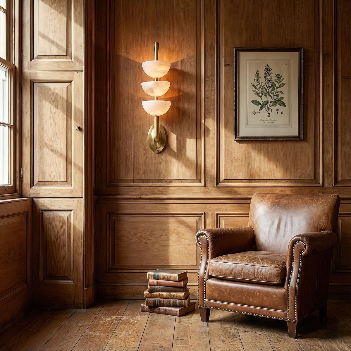 Rosestone Triple Alabaster Indoor Wall Light