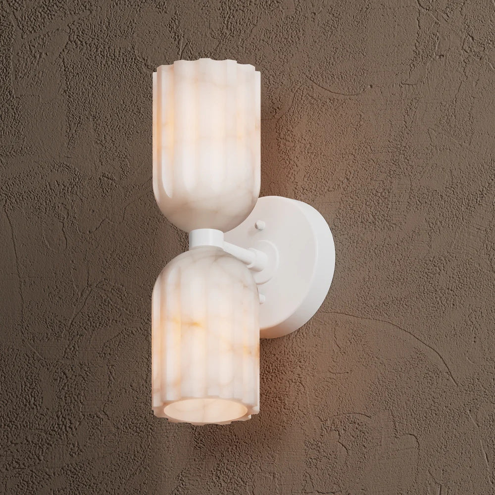 Uraeeth Double Brass Alabaster Wall Lamp-Relic Pieces