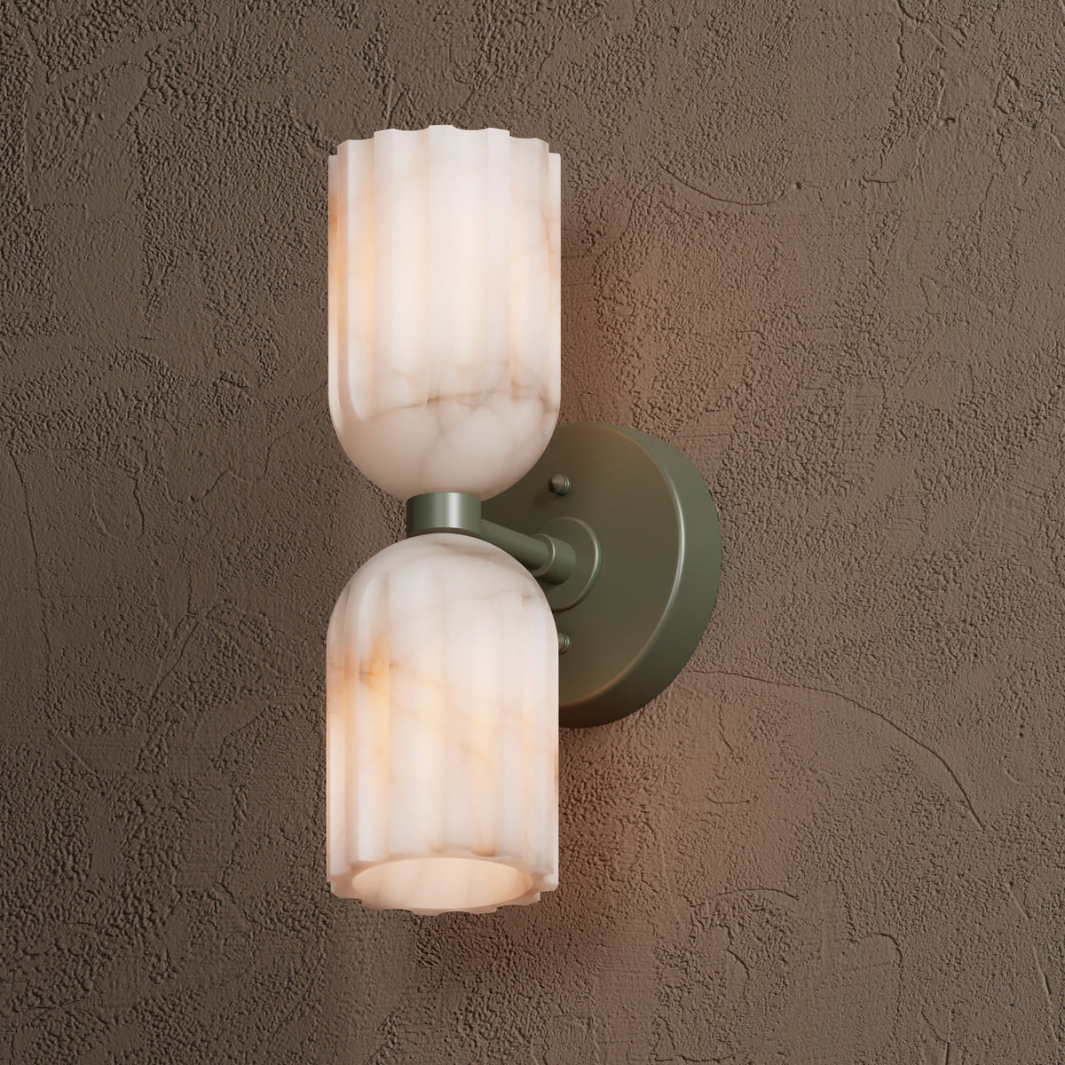 Eiriviella Double Brass Alabaster Wall Lamp