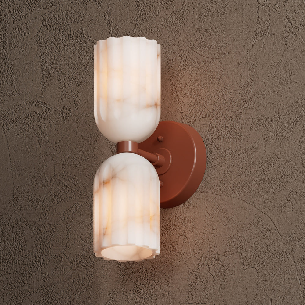 Uraeeth Double Brass Alabaster Wall Lamp-Relic Pieces