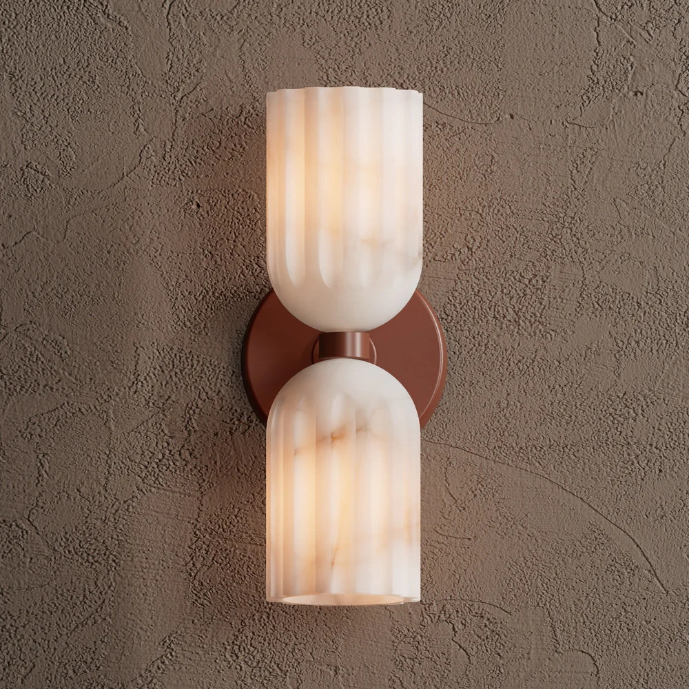 Uraeeth Double Brass Alabaster Wall Lamp-Relic Pieces