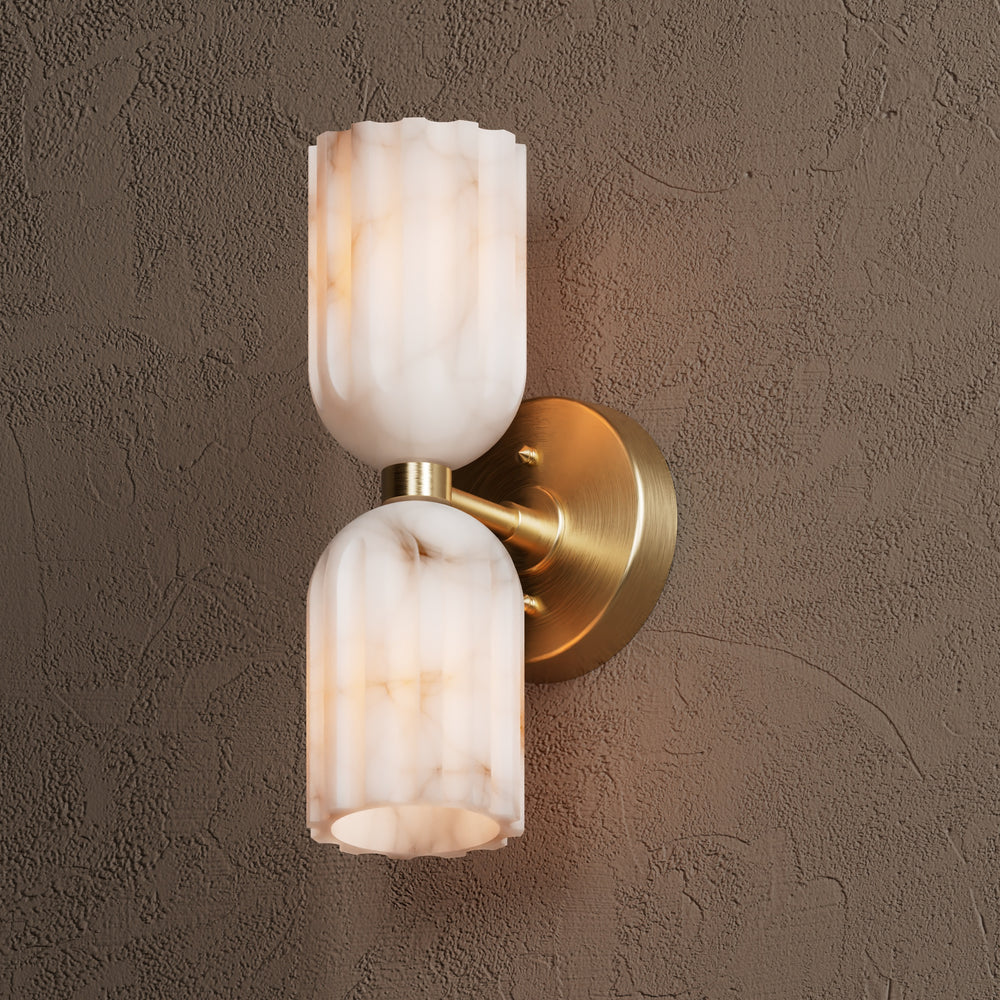 Uraeeth Double Brass Alabaster Wall Lamp-Relic Pieces
