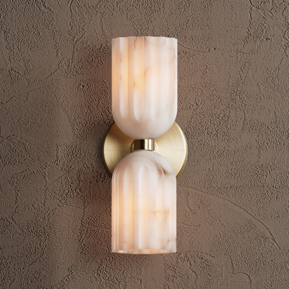 Uraeeth Double Brass Alabaster Wall Lamp-Relic Pieces