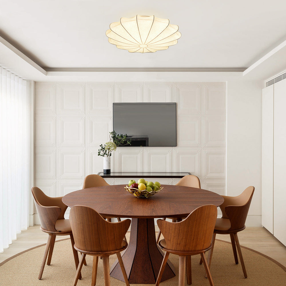 Lunari Mid-Century Modern Silk Flush Mount Light-Relic Pieces