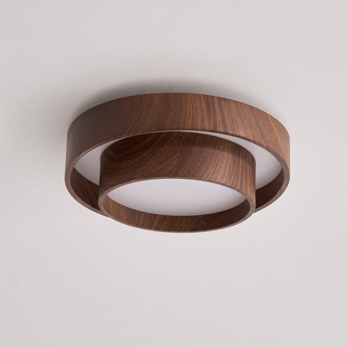 Pimegon Ceiling Light Double - Ring Walnut Color
