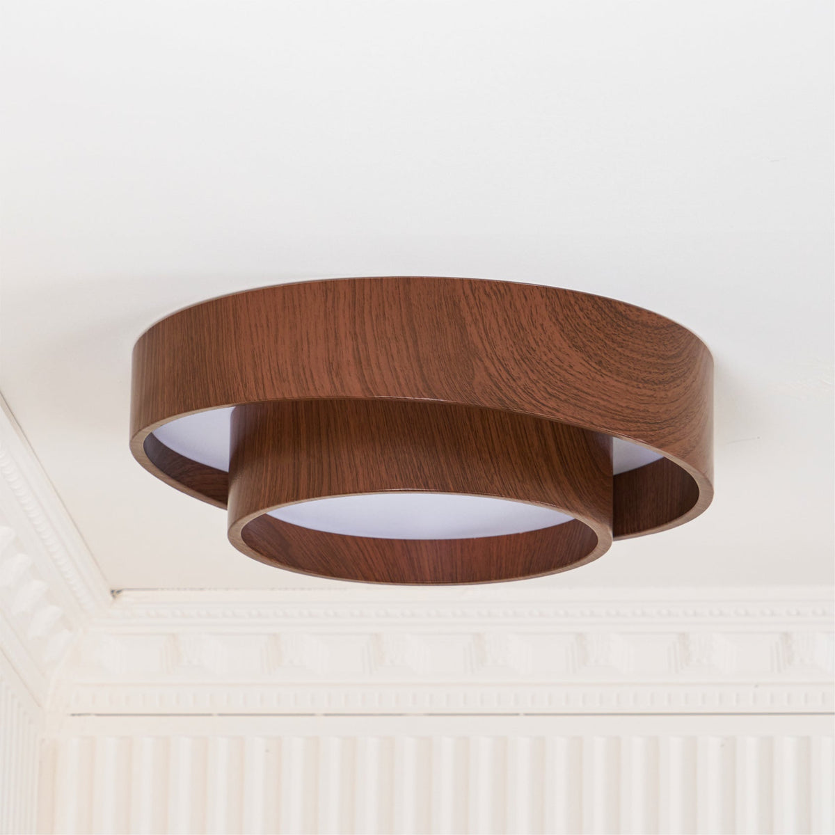 Pimegon Ceiling Light Double - Ring Walnut Color