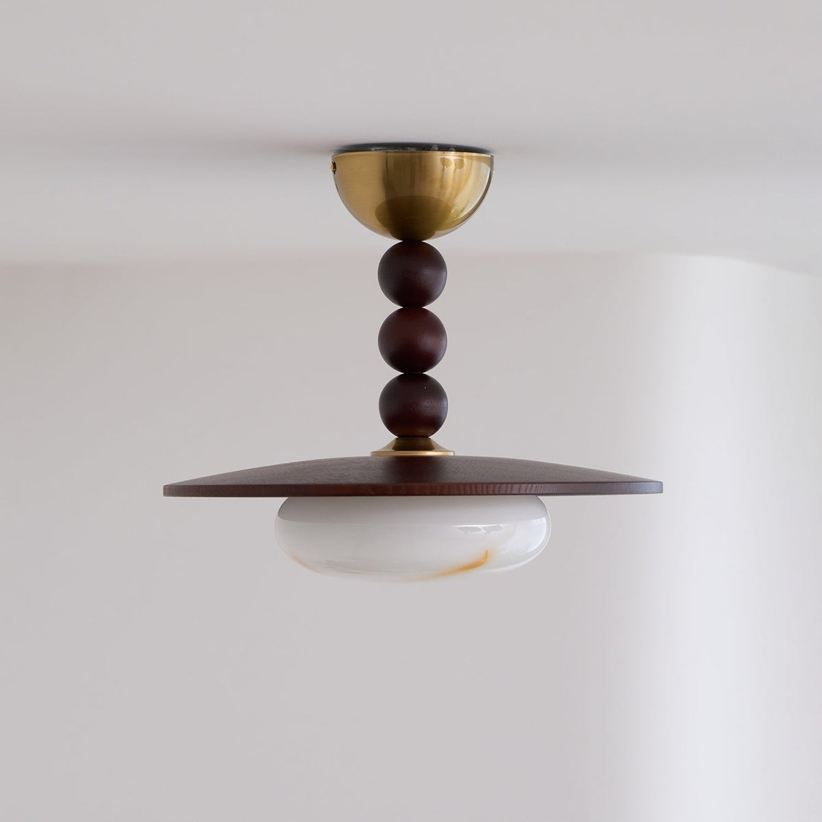 Tovupur Ceiling Light Walnut Color & White Imitation Alabaster