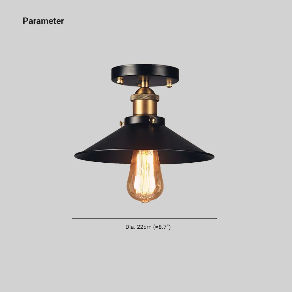 Cokikan Industrial Cone Metal Ceiling Light, Black