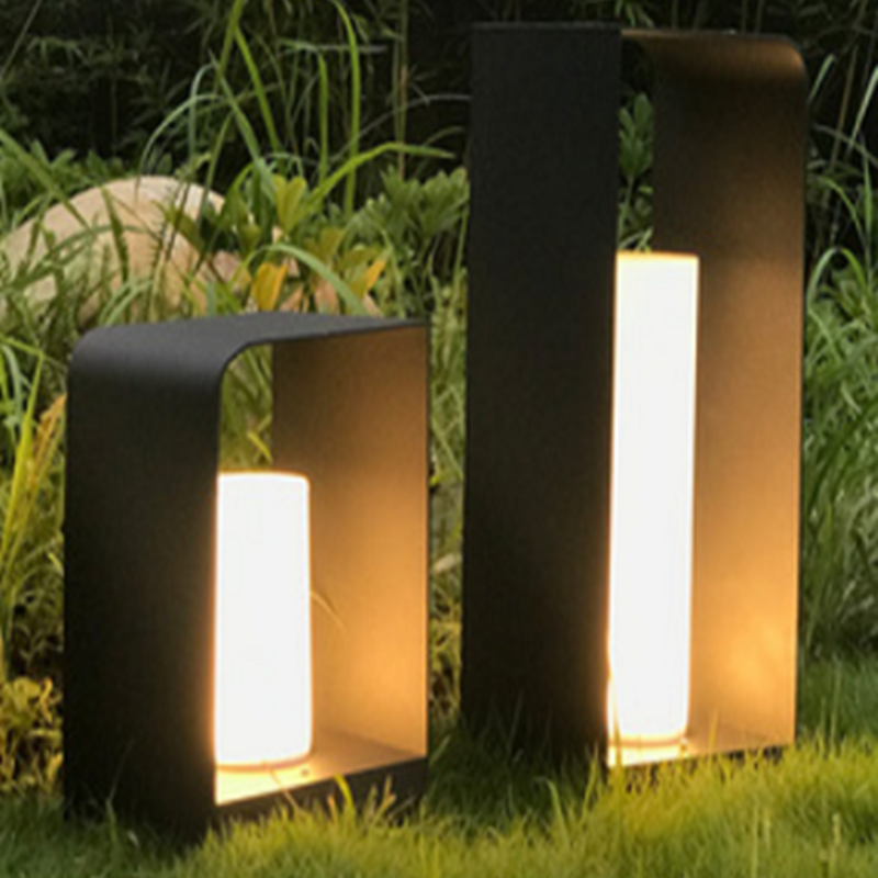 Fobuged Minimalist Cuboid Candle Solar Outdoor Floor Lamp Black