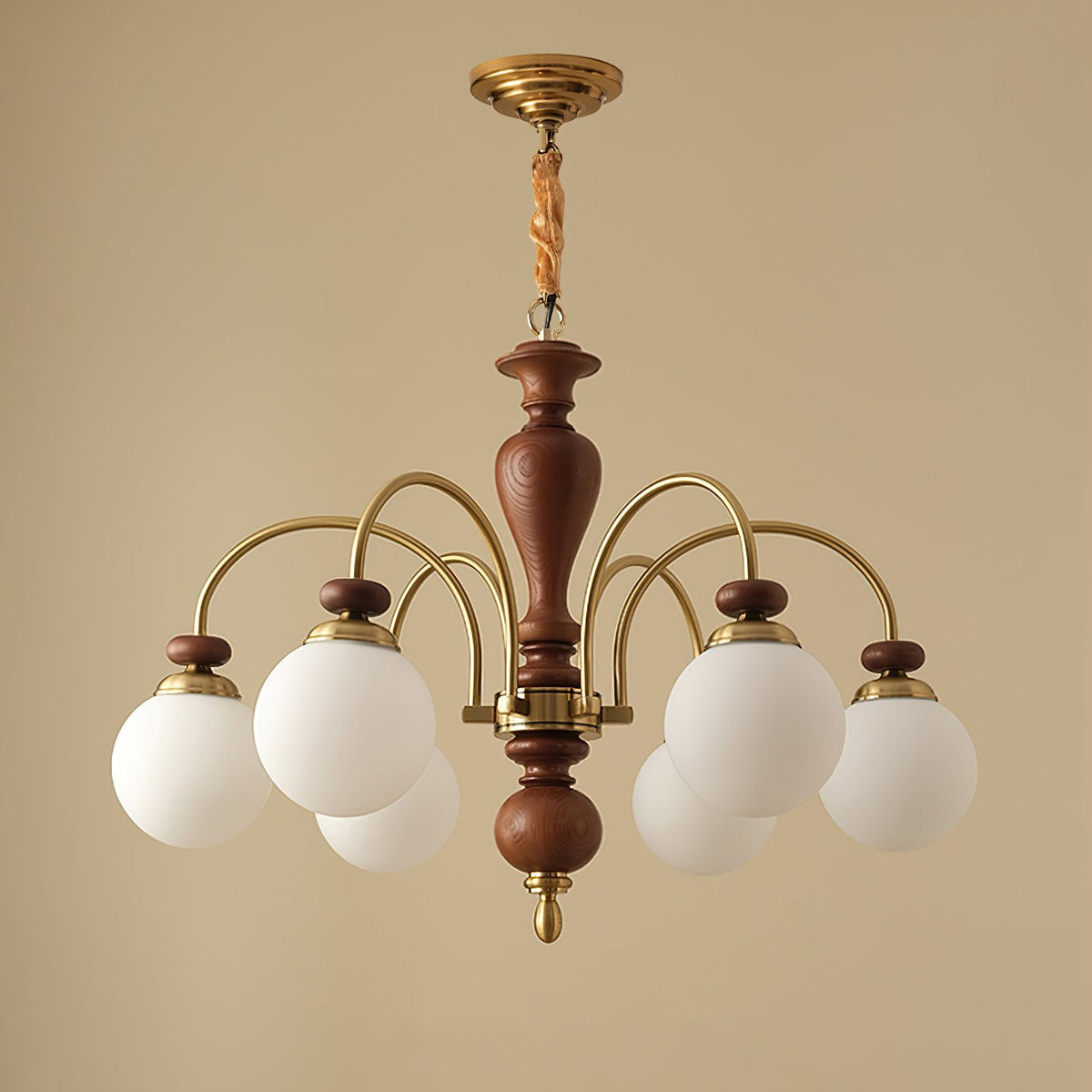 Elverian Chandelier Classic Wooden Brass