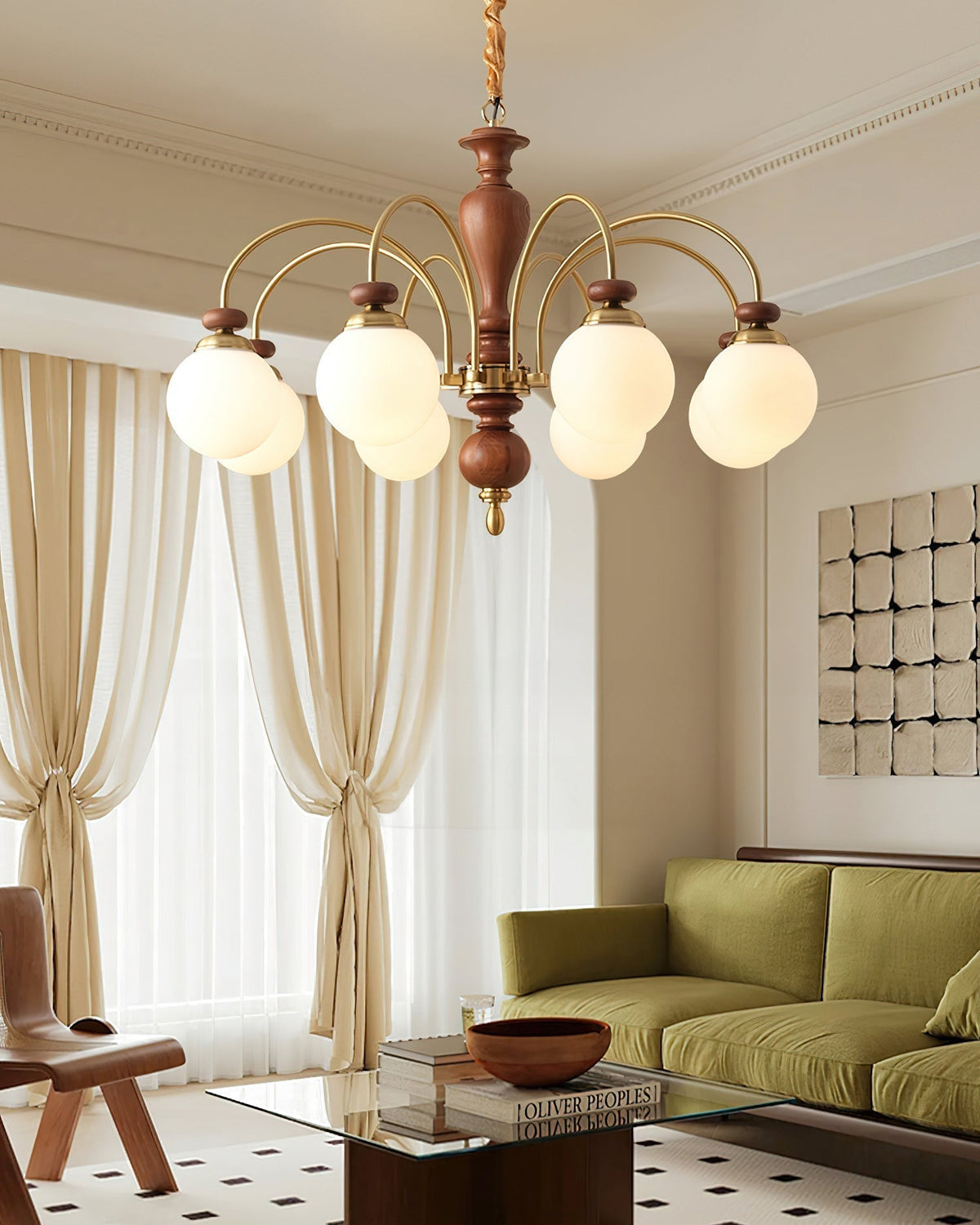 Elverian Chandelier Classic Wooden Brass