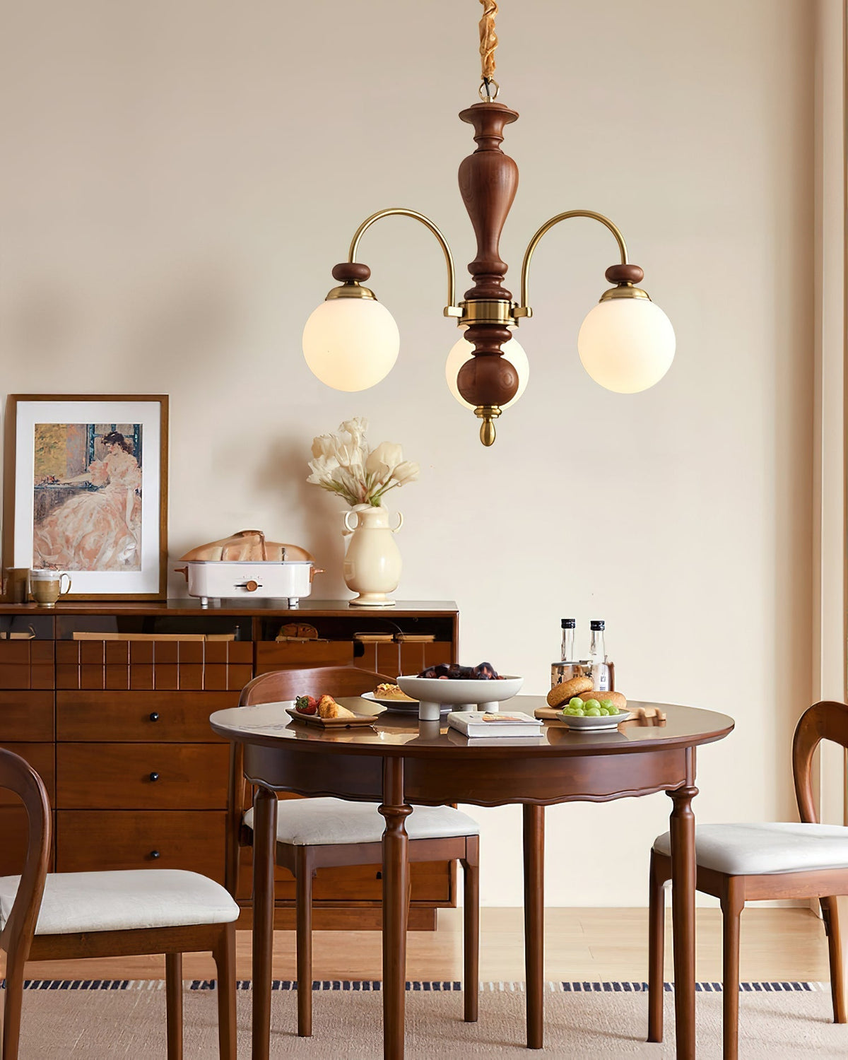 Elverian Chandelier Classic Wooden Brass