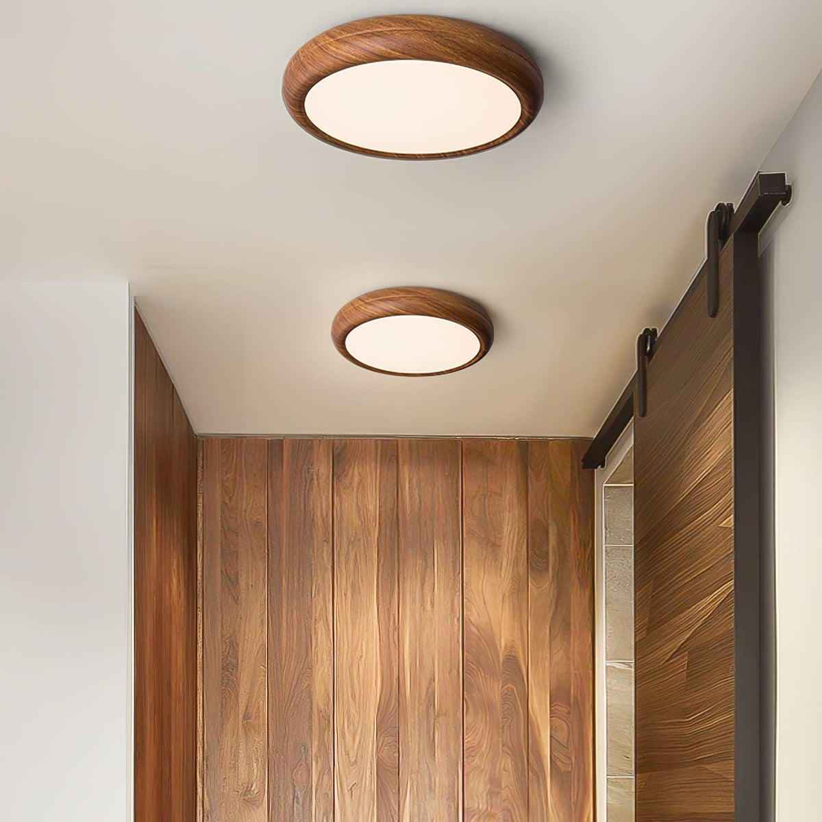Gigenek Wood Grain Round Ceiling Light