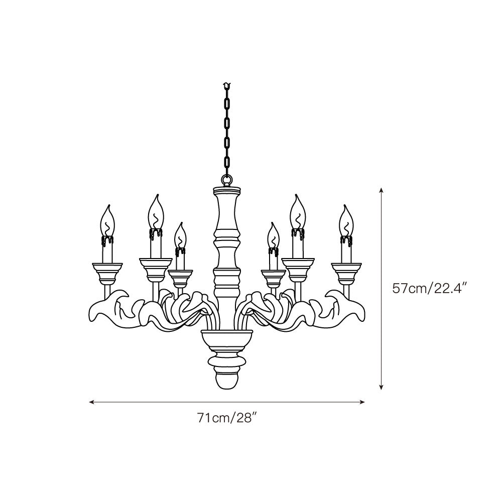 Aldeora Luxury Roman Column Wooden Chandelier