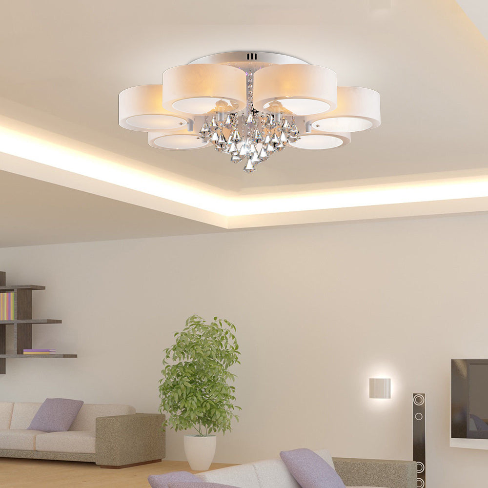 Winaredu Flush Mount Ceiling Light Glass White Modern Round Hallway