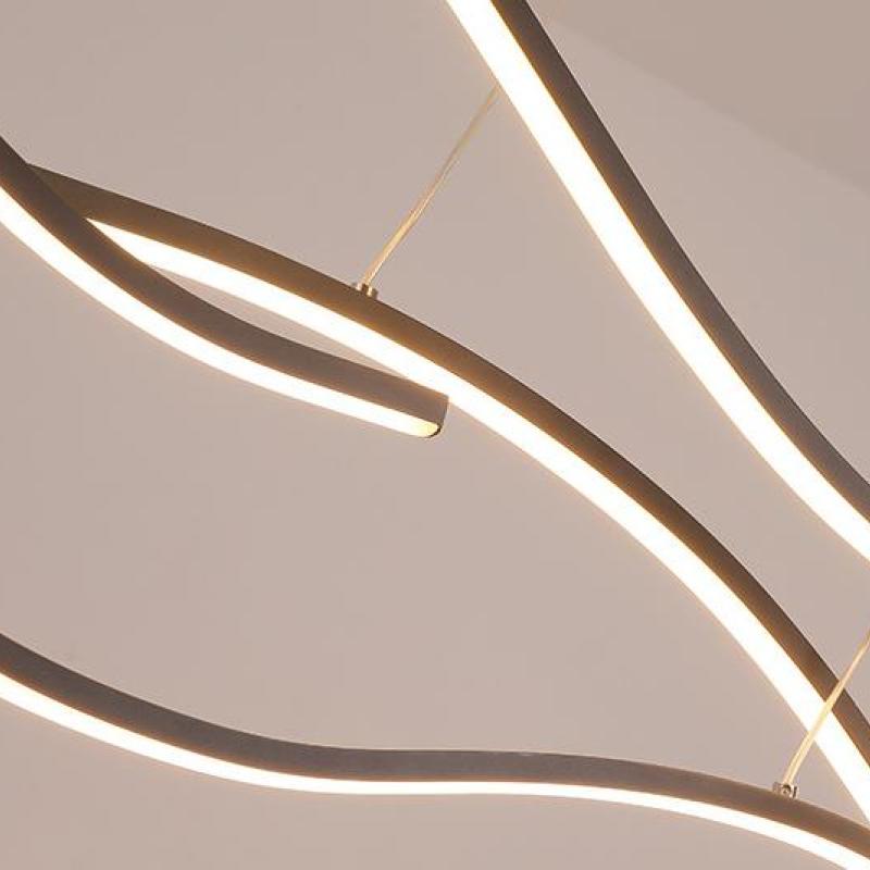 Lekubok Curved Linear Pendant Light, Black/Gold