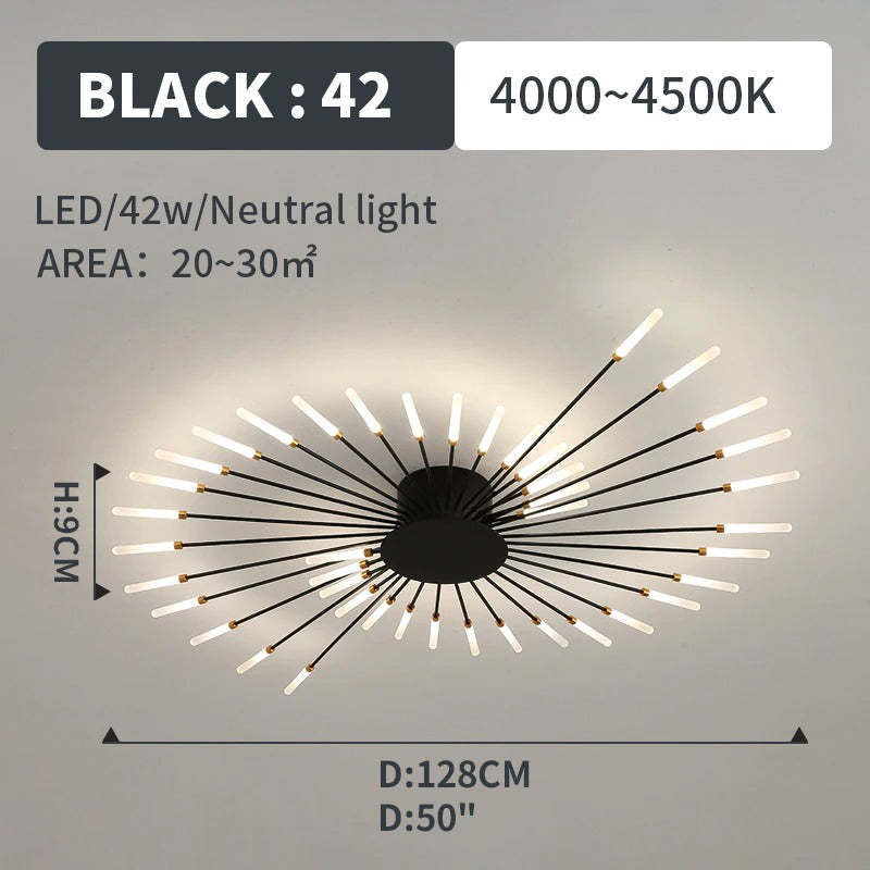 Kovon Flush-Mount Ceiling Light Fireworks, Black/Gold-Relic Pieces