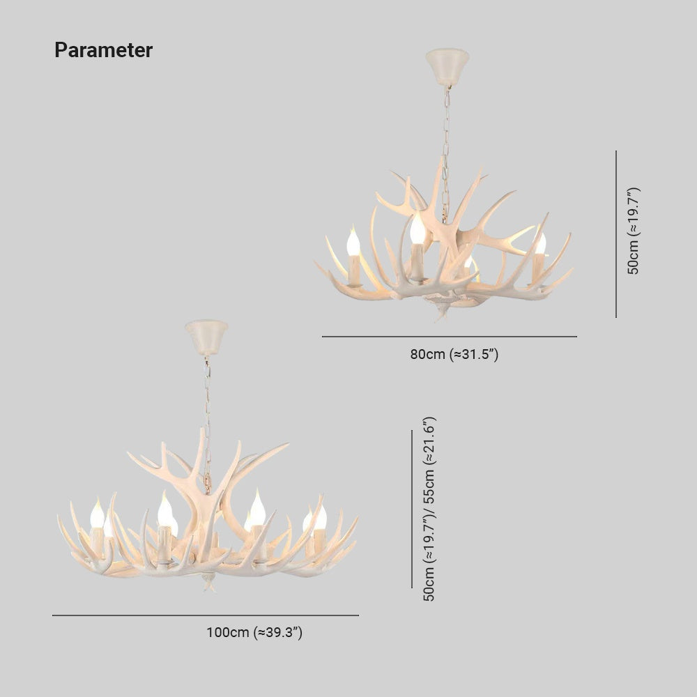 Kamudit Retro Deer Horn Resin Chandelier Living Room