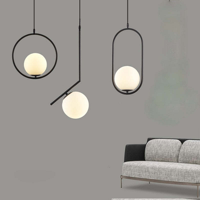 Dosenud Modern Globe Metal/Glass Pendant Light, 3 Style