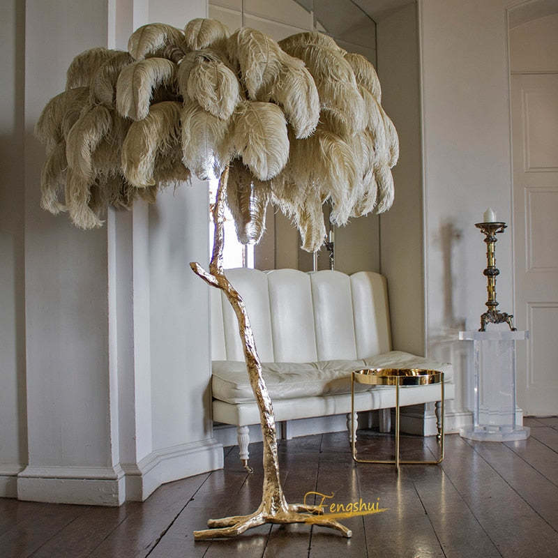 Salenor Nordic Luxury Unique Ostrich Feather Floor Lamp/Table Lamp-Relic Pieces
