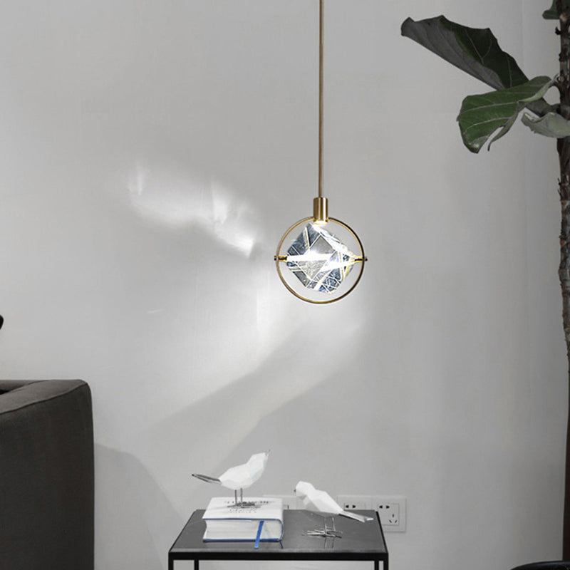 Samiror Modern Luxury Geometry Metal/Crystal Pendant Light, Gold