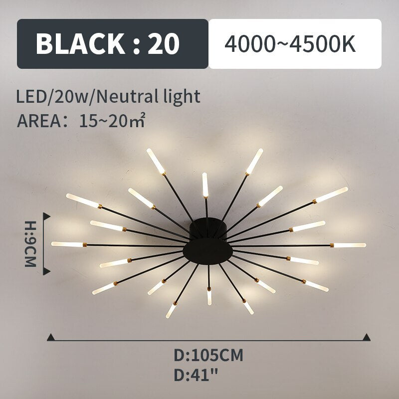 Kovon Flush-Mount Ceiling Light Fireworks, Black/Gold-Relic Pieces
